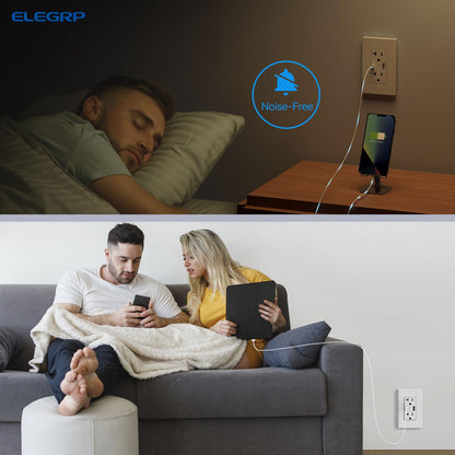 ELEGRP USB Charger Wall Outlet - 20 Amp Duplex Tamper Resistant Receptacle with USB A & C Ports, NEMA 5-20R, Wall Plate Included, UL Listed, 30 Pack, Matte White