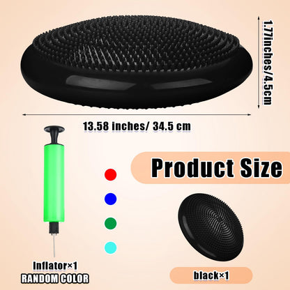 Silipull Wobble Cushion with Inflation Pump Balance Disc Stability Disc Wiggle Seat Therapy Exercise Office Chair or Sensory (Black)