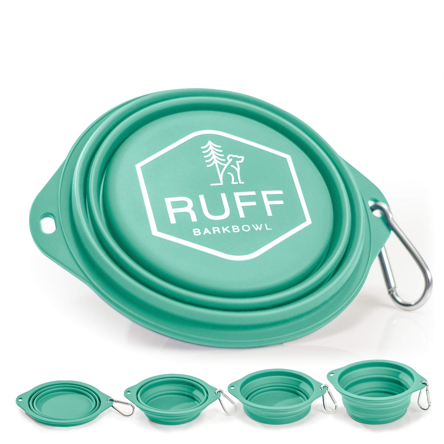 Ruff Products BarkBowl (800ml) - Collapsible Dog Bowl (Tiffany Blue) Premium Quality, Platinum-Cured Food Grade Silicone, No Plastic Rim, Food Safe, Large Travel Bowl