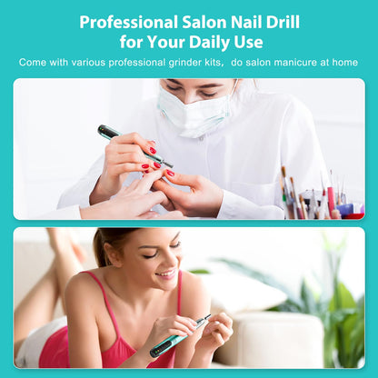 COSLUS Cordless Nail Drill Electric File: Professional for Acrylic Gel Dip Powder Nails Portable Nail Drill Machine Kit for Manicure Pedicure Nail Set with Everything Rechargeable Lightweight