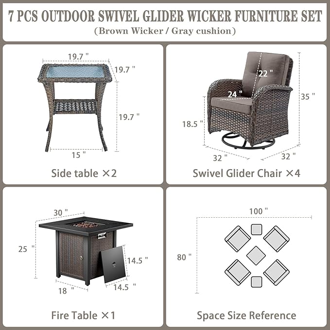 Belord 7 Piece Wicker Patio Furniture Set