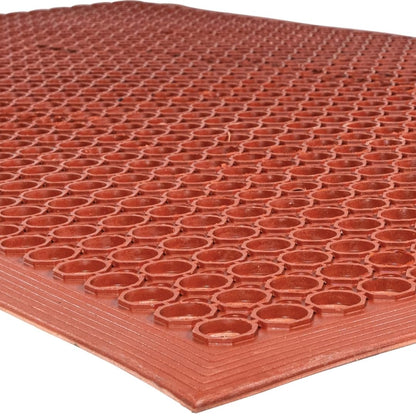 NoTrax 3' x 10' Anti-Fatigue Lightweight Restaurant Rubber Floor Mat with Drainage Holes, Beveled Edges, Non-Slip Mats, Red, T30 Competitor, T30S0310RD