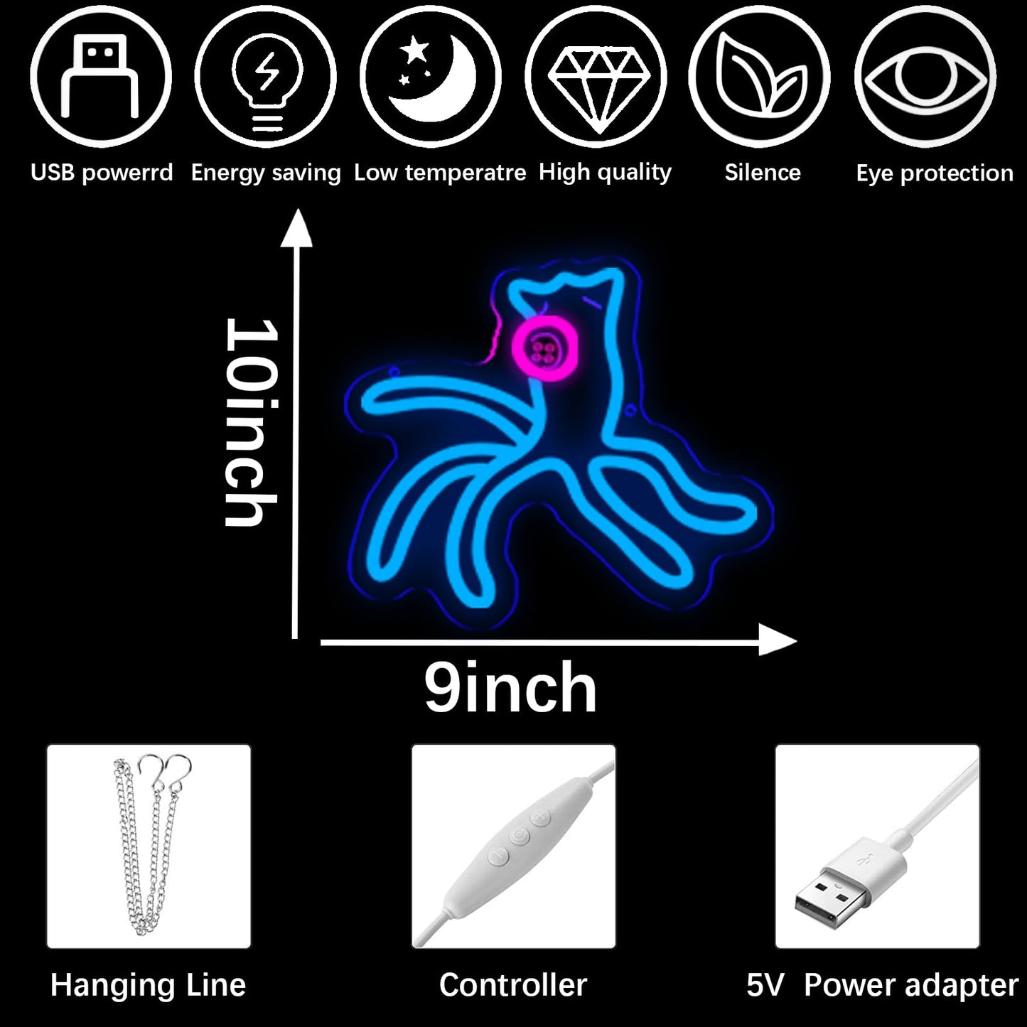 MOERBENCHI ﻿﻿Coralline Octopus Neon Sign with One Button Eye LED Light Sign for Wall Decor, USB Powered Blue Ocean Animal Light for Bedroom Bar Aquarium Game Room, Kids Birthday Gift
