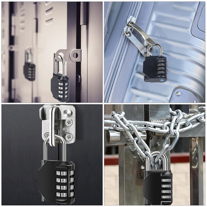 SUTOUG Combination Lock Waterproof 4 Digit Padlocks with Combination Code, Zinc Alloy Combination Lock for Door, Tool Boxes, Schools, Gym, Garden, Fences, Reel Cabinet & Storage, Black (1PCS)