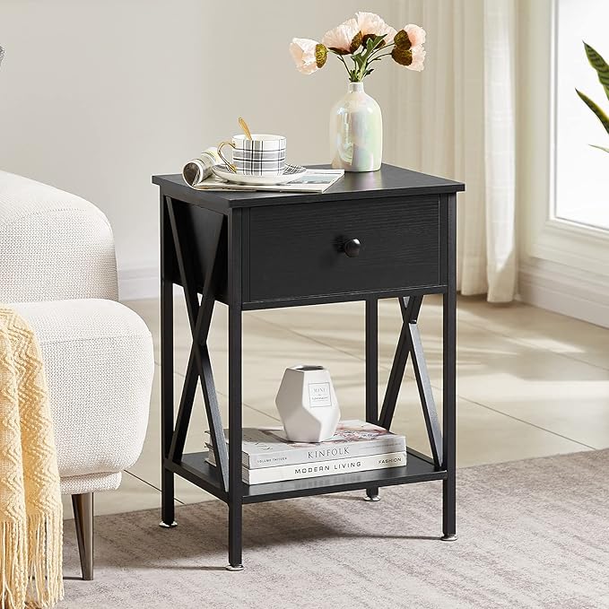 VECELO Nightstands Set of 2, Modern Bedside End Tables, Night Stands