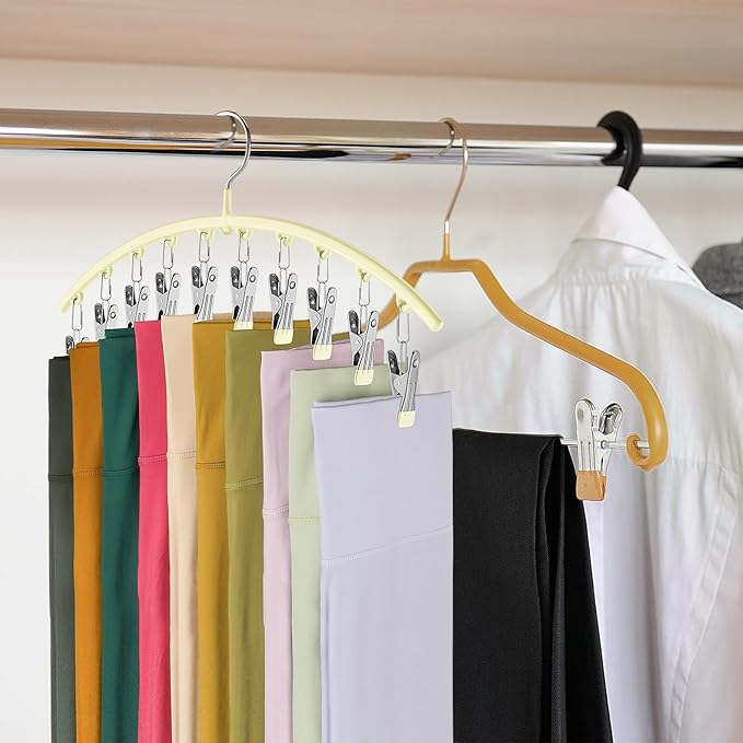 Legging Organizer for Closet, Metal Yoga Pants Hangers 2 Pack w/10 Clips Holds