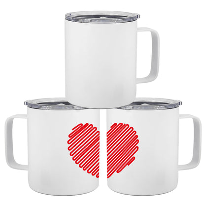 ZREGGUR 25packs 12oz Plain White Stainless Steel Sublimation Blanks Mug With Lid Double Wall Travel Coffee Cups With Thick Handles Camping Insulated Drinking Tumbler