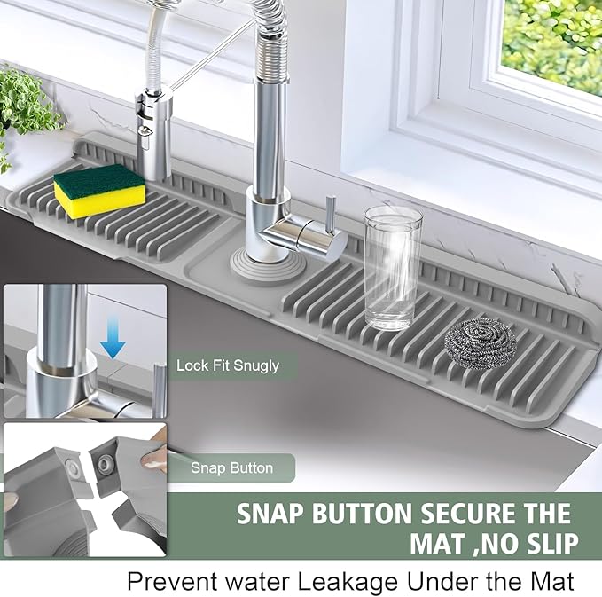 24-Inch Kitchen Sink Splash Guard Mat | 7° Slope