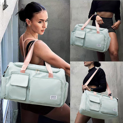 Small Gym Bag for Women, Travel Duffle Bag Carry On Weekender Bag with Shoe Compartment, 05#green, Gym Bag & Toiletry Bag, Gym Bag&toiletry Bag