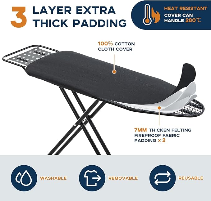 Ironing Board Full Size, RAINHOL 54"x13" Heavy Duty Compact Ironing Board