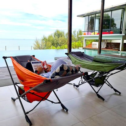 2Pack Portable Hammock with Stand, World's Best Mock ONE® Hammock, Compact Folding Framed Hammock with Adjustable Sunshade Canopy for Indoor, Outdoor, Park, Backpacking, Camping, Hiking, Travel, Beach