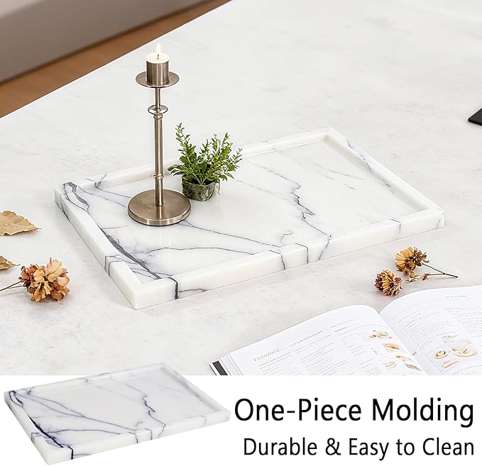 Real Luxurious Vanity Tray Natural Genuine Marble Storage Tray