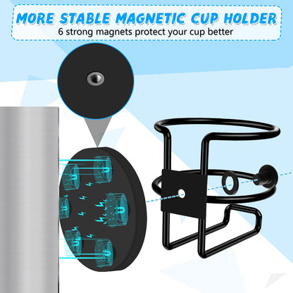 Magnetic Cup Holder, 2 Pack Portable Cup Holder for Tractor Mower Truck Car Fridge, Magnet Cup Drink Holder