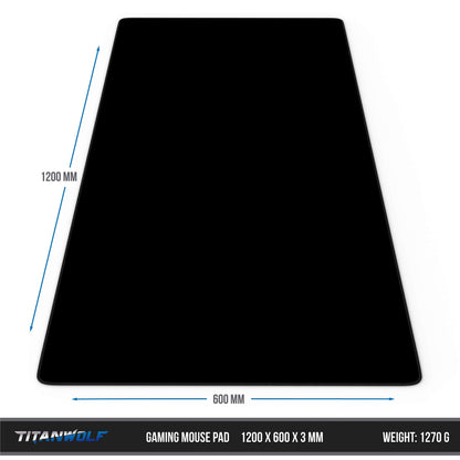 TITANWOLF - XXL Mouse Pad, Extra Large Gaming Mouse Mat 1200x600mm Oversize, XXL Mouse Pad, Desk Pad XXXL Extended, Precision and Speed, NonSlip Rubber Base, For Mice and Keyboards
