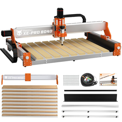 FoxAlien XE-PRO 8040 X-axis Extension Kit with Upgraded Hybrid Spoilboard Worktable, Compatible with XE-PRO CNC Router Machine