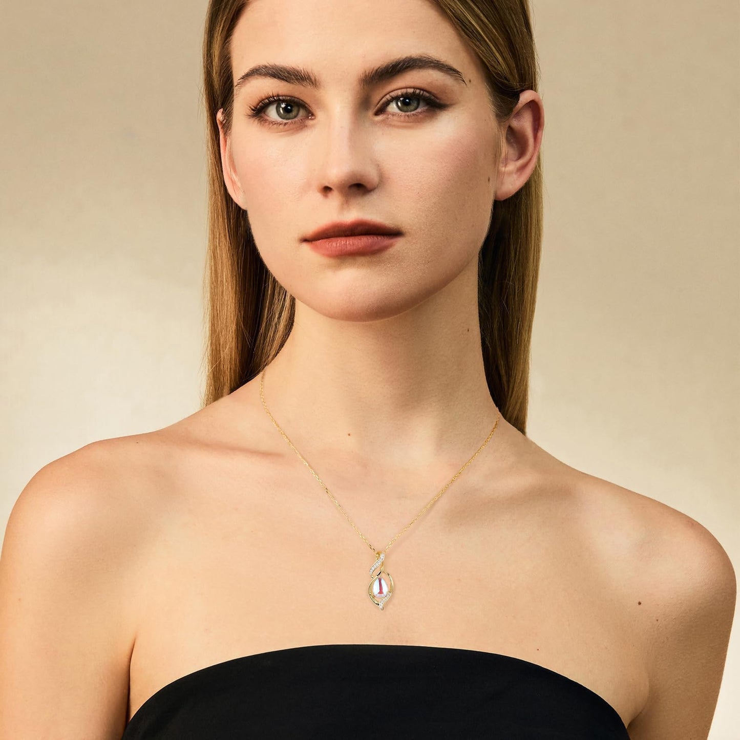 FANCIME 14K Gold Plated June Birthstone Necklace for Women Moonstone Teardrop Necklace Sterling Silver Infinity Love Birthday Gifts for Women, 16"+2" Inches