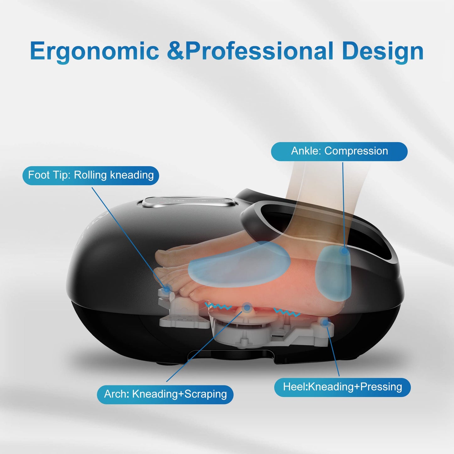 COMFIER Foot Massager with Heat,Kneading,Vibration,Compression,Pause Function,Shiatsu feet Massager for Plantar Fasciitis Neuropathy, Gifts for Him/Her,Remote Control,Size 13