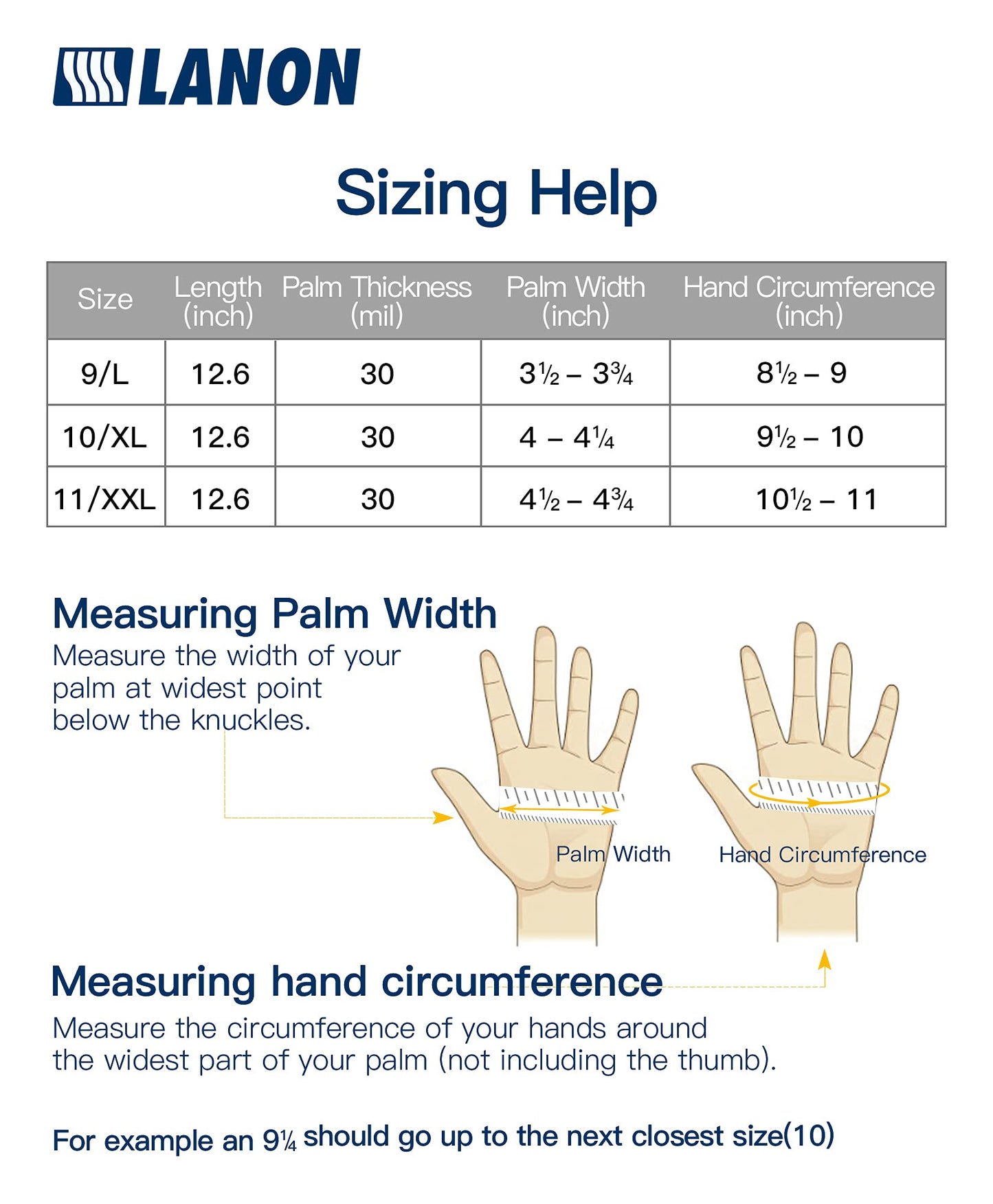 LANON Rubber Chemical Resistant Gloves, Reusable Heavy-duty Safety Work Gloves, Acid & Alkali Protection, Non-Slip, Large