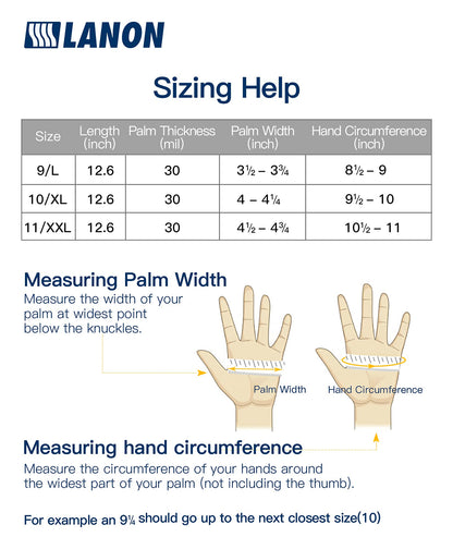 LANON Rubber Chemical Resistant Gloves, Reusable Heavy-duty Safety Work Gloves, Acid & Alkali Protection, Non-Slip, Large