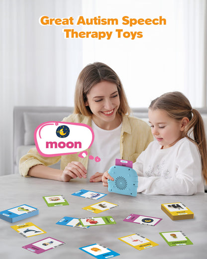 Talking Flash Cards for Toddlers 1 2 3 4 Year Olds, Montessori Language Learning with 224 Words, Pocket Speech Therapy and Autism Playthings, Children's Sensory Educational Device