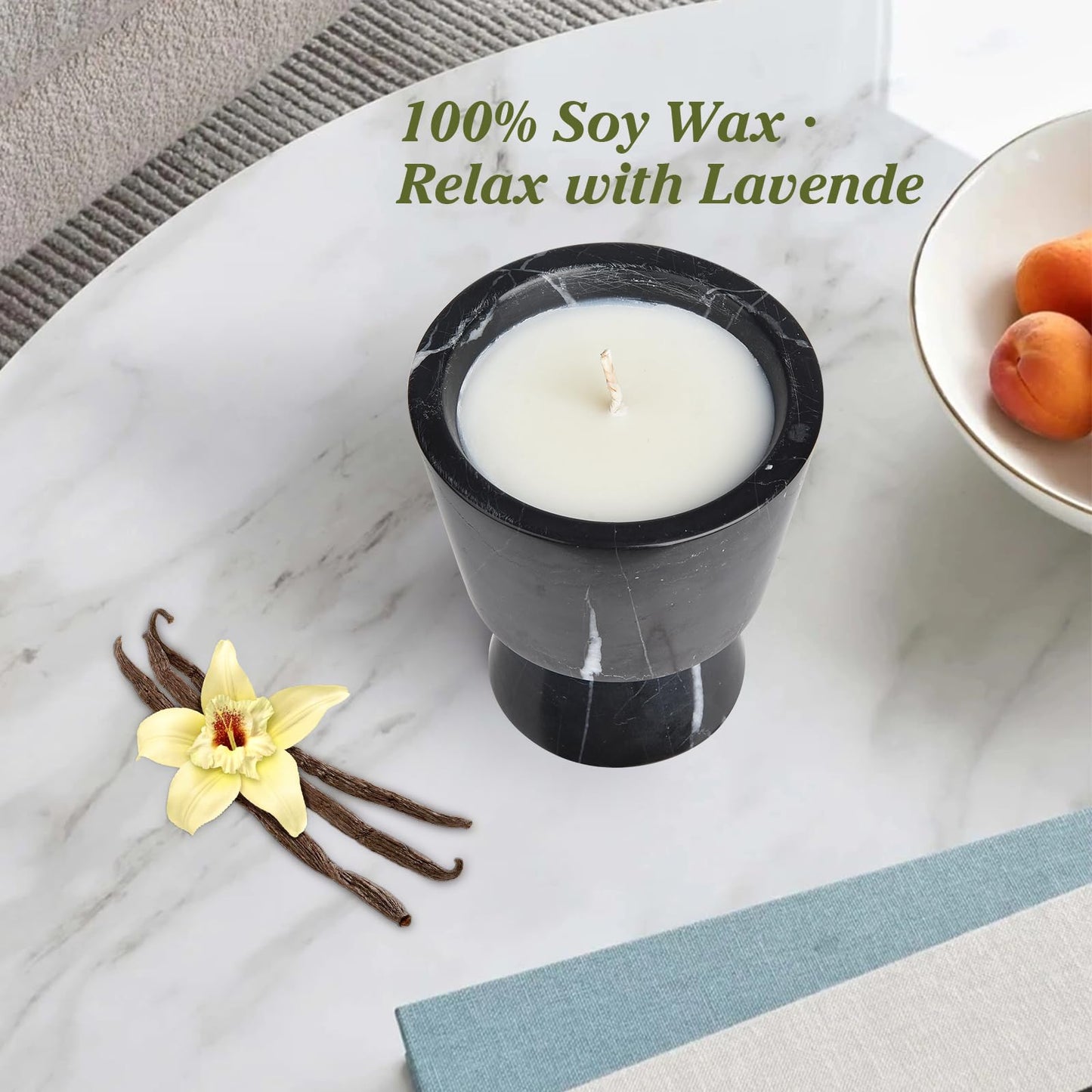 Story of Stone Marble Candle Holder | Soy Wax | Non-Toxic | Reusable Stone Jar |Votive Candle|Tealight Candle Holder|Distinctive Gift.Natural Aromatherapy for Women & Men
