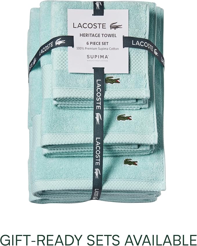 Lacoste Heritage 100% Supima Cotton Wash Cloth, Premium Super Soft Bath Towel