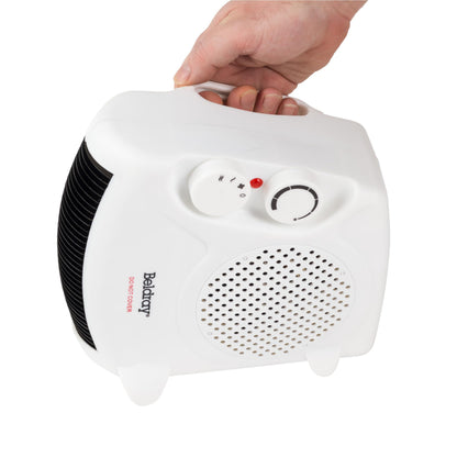 Beldray Electric Flatbed Fan Heater – Upright Heater with 2 Heat Settings and Cool Air Function, Adjustable Thermostat, Overheat Protection, Dual Position, Portable Carry Handle, 2000 W EH0569SSTK