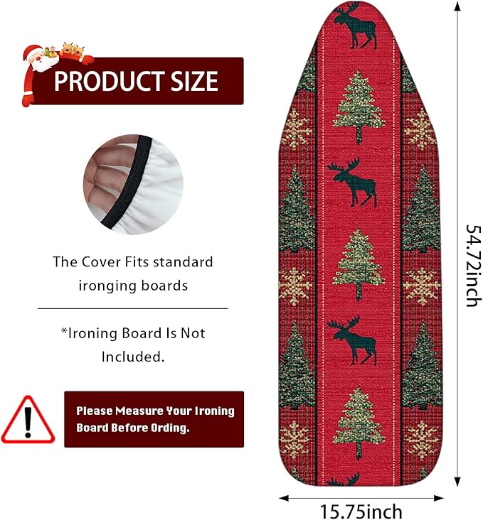 Nuxovilar Ironing Board Covers Winter Moose and Tree Pattern Polyester 15x54