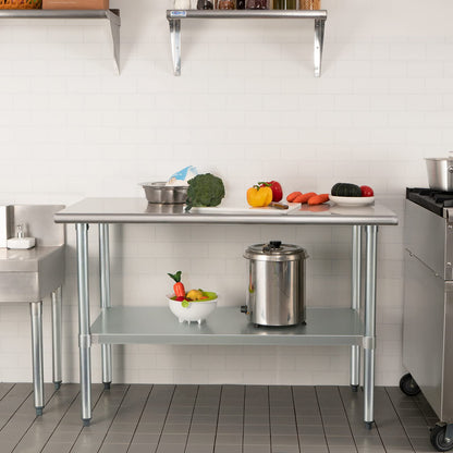 HARDURA Stainless Steel Table 24X60 Inches with Undershelf and Galvanized Legs NSF Heavy Duty Commercial Prep Work Table for Restaurant Kitchen Home and Hotel