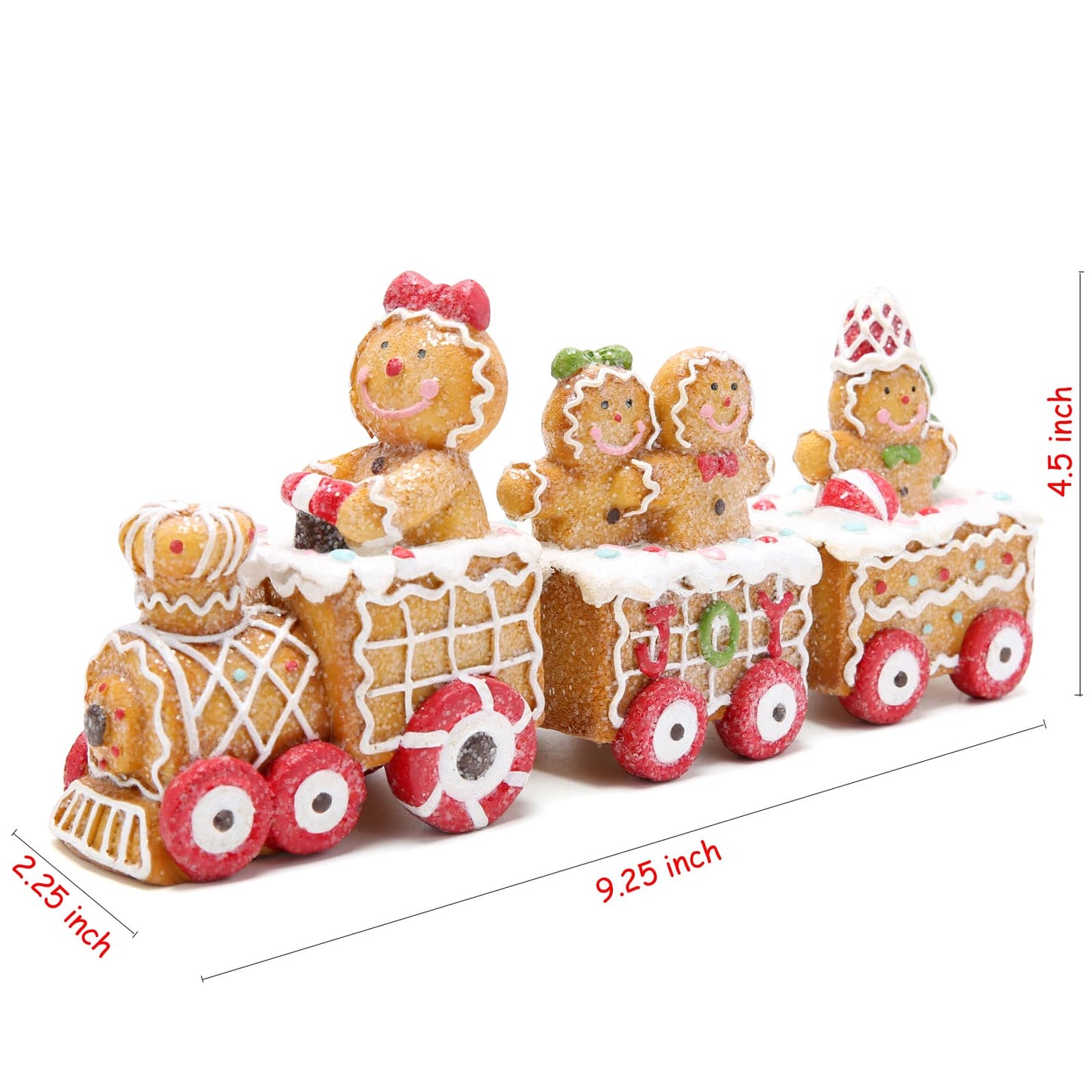 Hodao 9.25” Length Christmas Gingerbread Man Train Decorations Xmas Train Figurines Winter Decor Handmade Polyresin Gingerbread Man Figurine for Xmas Decor Gift - Christmas Party Home Decor
