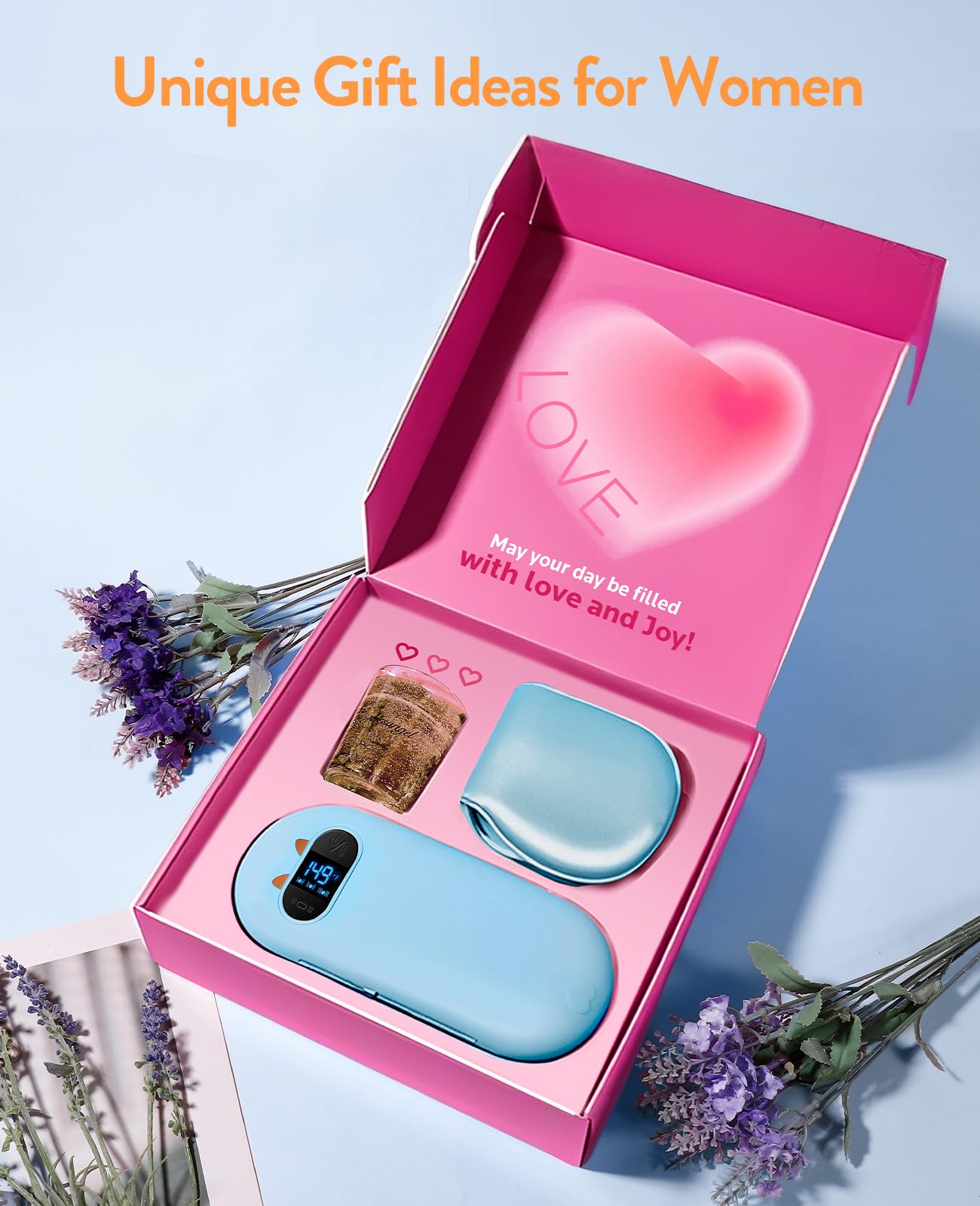 Portable Cordless Heating Pad, Heating Pads for Period Cramps, Back Pain with 6 Heat Levels 6 Massage Modes, Gift Set for Women