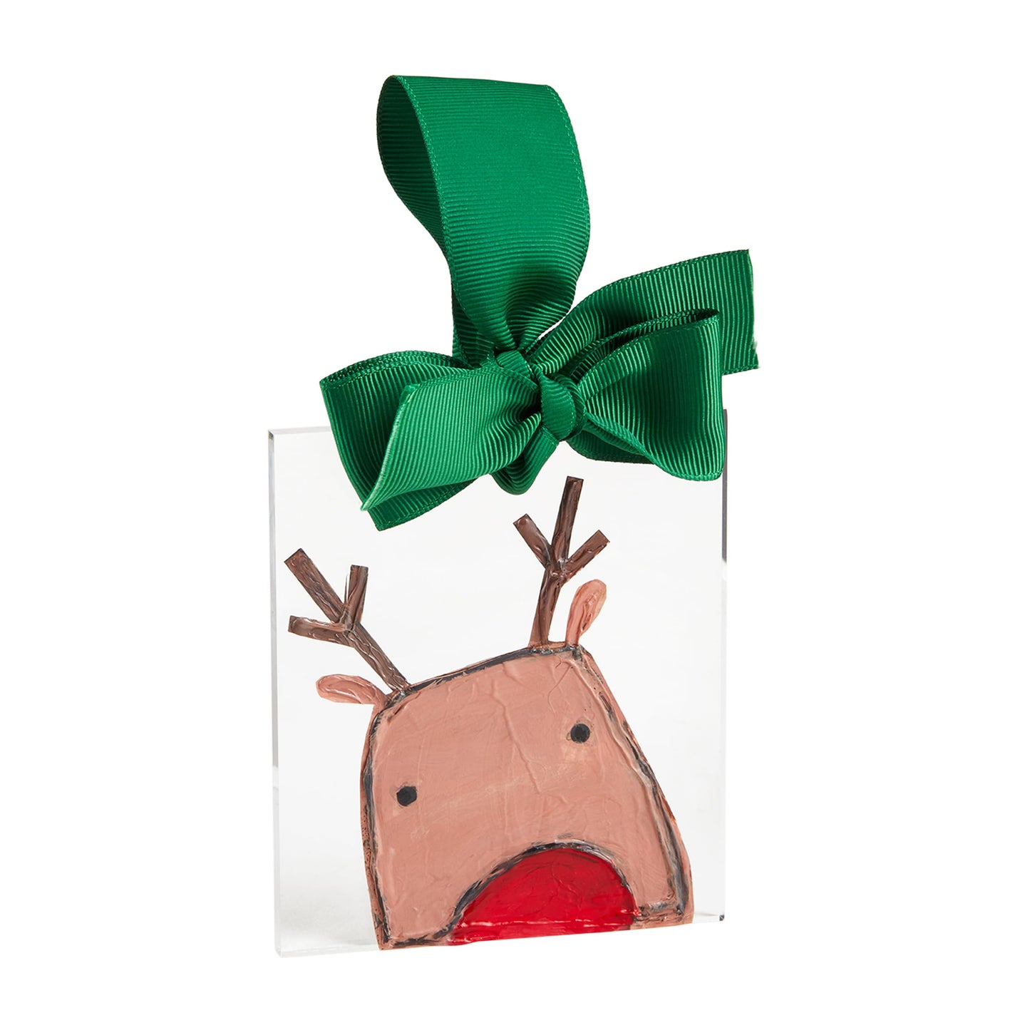 Mud Pie Acrylic Christmas Ornament, Reindeer, 4" x 3 1/2"