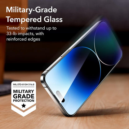 ESR 3 Pack for iPhone 15 Pro Max Screen Protector, [9H Hardness] [Military Grade Shatterproof] Full Coverage Tempered Glass Film with Easy Installation Tool, HD Clear, Scratch Resistant