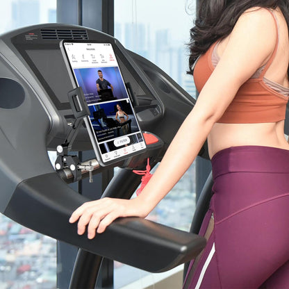 CreaDream Aluminium Tablet Mount Clamp for Spin Bike, Stationary Bicycle, Treadmill, Stroller Indoor Bike, Peloton, Elliptical - Compatible with 4.7-13" Tablet, iPad Pro, Air, Mini, Galaxy Tab