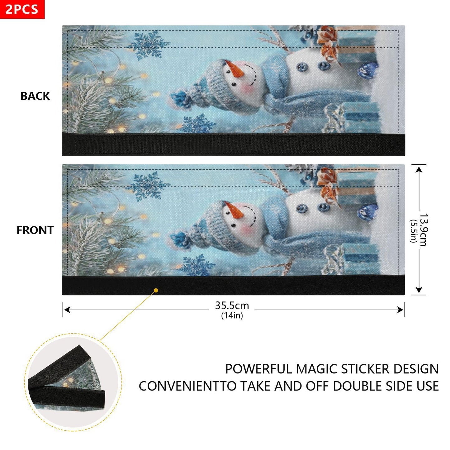Boccsty Christmas Snowman Refrigerator Door Handle Covers 2 Pcs Winter Xmas Tree Ball Kitchen Appliance Decor Handles Fridge Protector Gloves Ovens Door Cloth for Stove Dishwasher Microwave