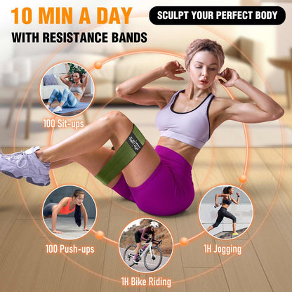 Fabric Resistance Bands for Working Out - Exercise Bands for Women and Men, Booty Bands for Legs and Glute, Yoga, Pilates, Rehab, Fitness and Home Workout