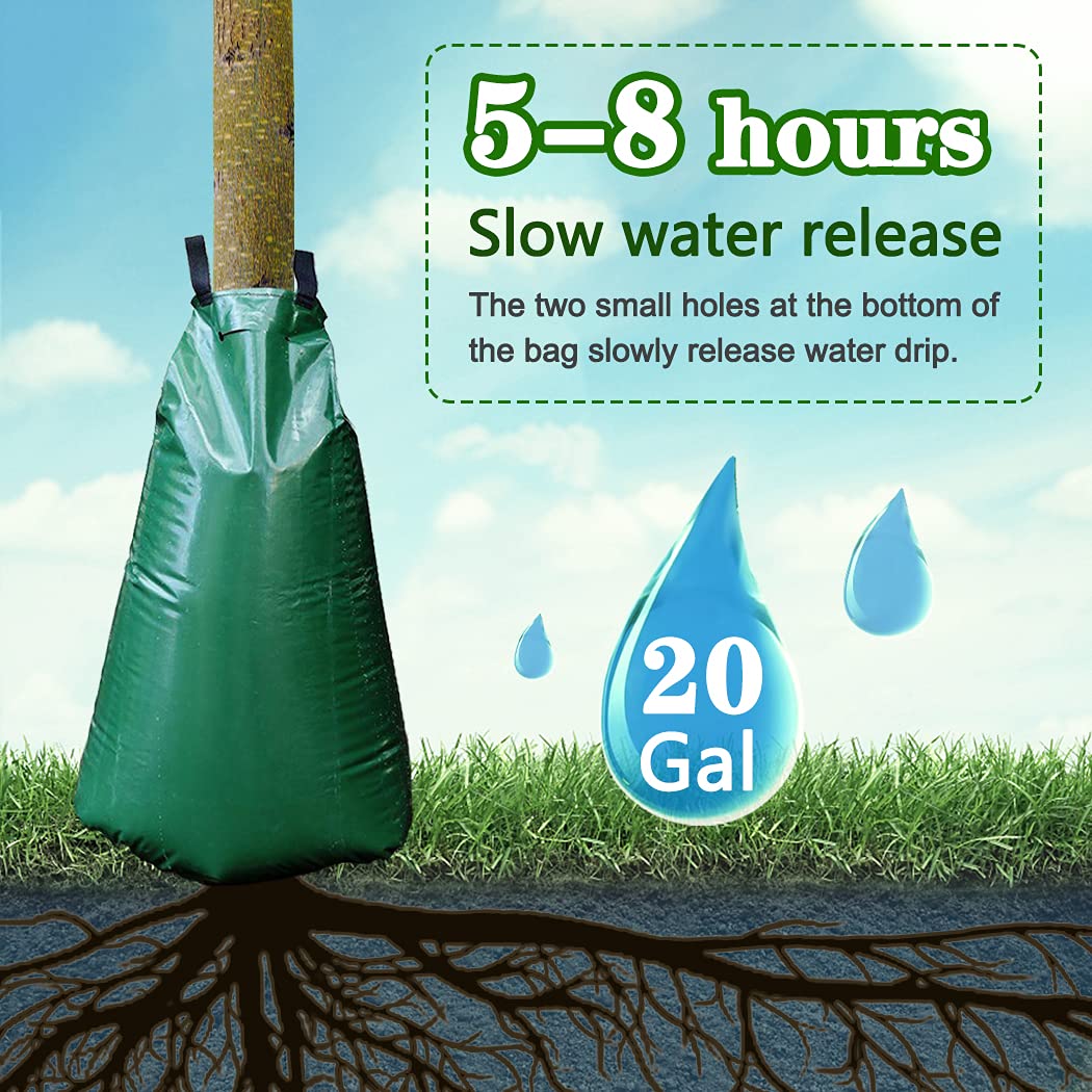 Tanzfrosch 12 Pack 20 Gallon Tree Watering Bags, Reusable, Heavy Duty and Slow Release Gator Bags for Trees, Premium PVC Plant Drip Irrigation Bags,5-8 Hours Releasing Time