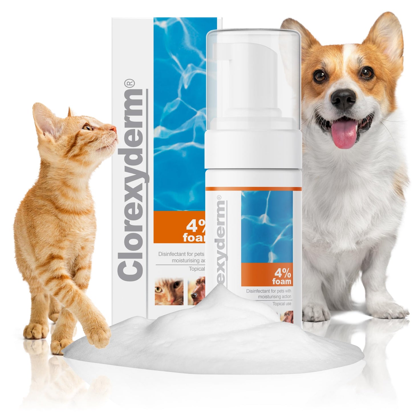 Clorexyderm 4% Foam Mousse - Dry Shampoo for Dogs & Cats - Antibacterial & Antifungal - Dry Itchy Skin Relief – Moisturises, Soothes & Softens Skin & Coat - Easy Alternative to Wet Bathing - 100 ml