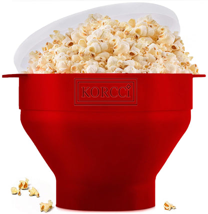The Original Korcci Microwaveable Silicone Popcorn Popper, Microwave Popcorn Popper, Collapsible Microwave Popcorn Maker Bowl, No Oil Required, Use In Microwave, Dishwasher Safe (Blue)
