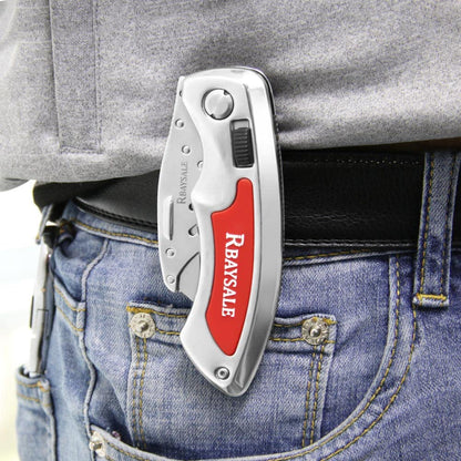 RBAYSALE Utility Knife Folding Heavy Duty Carpet Cutter with 5 SK5 Blades 420 Stainless Steel Retractable Box Cutter with Safety-Lock Design Craft Tradesman Knife 180g