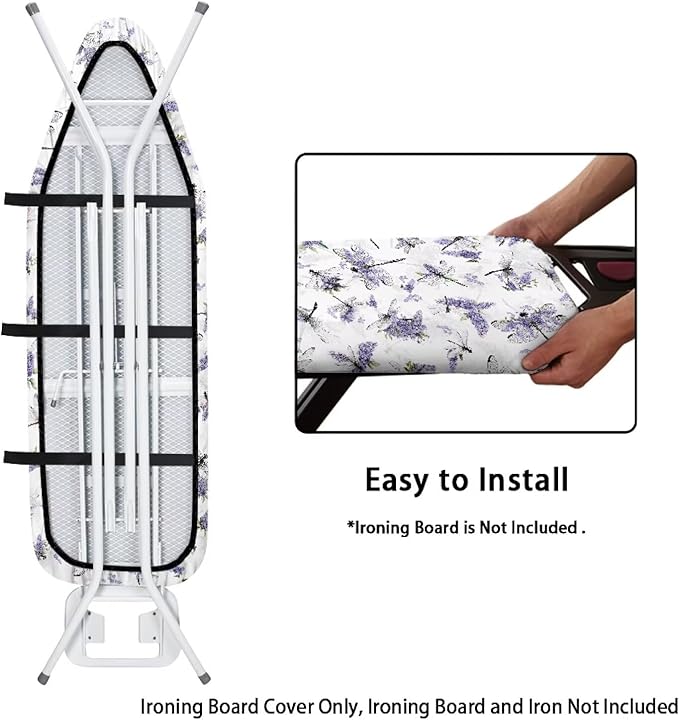 Purple Flowers Bird Ironing Board Cover and Pad Heat Insulation Covers Stain