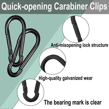 120PCS M4 Black Heavy Duty Carabiner Clips, 1.57IN Galvanized Steel Spring Snap Hook Carabiner, 110LBS Holding Capacity Spring Clips for Hammock Swing Outdoor Travel