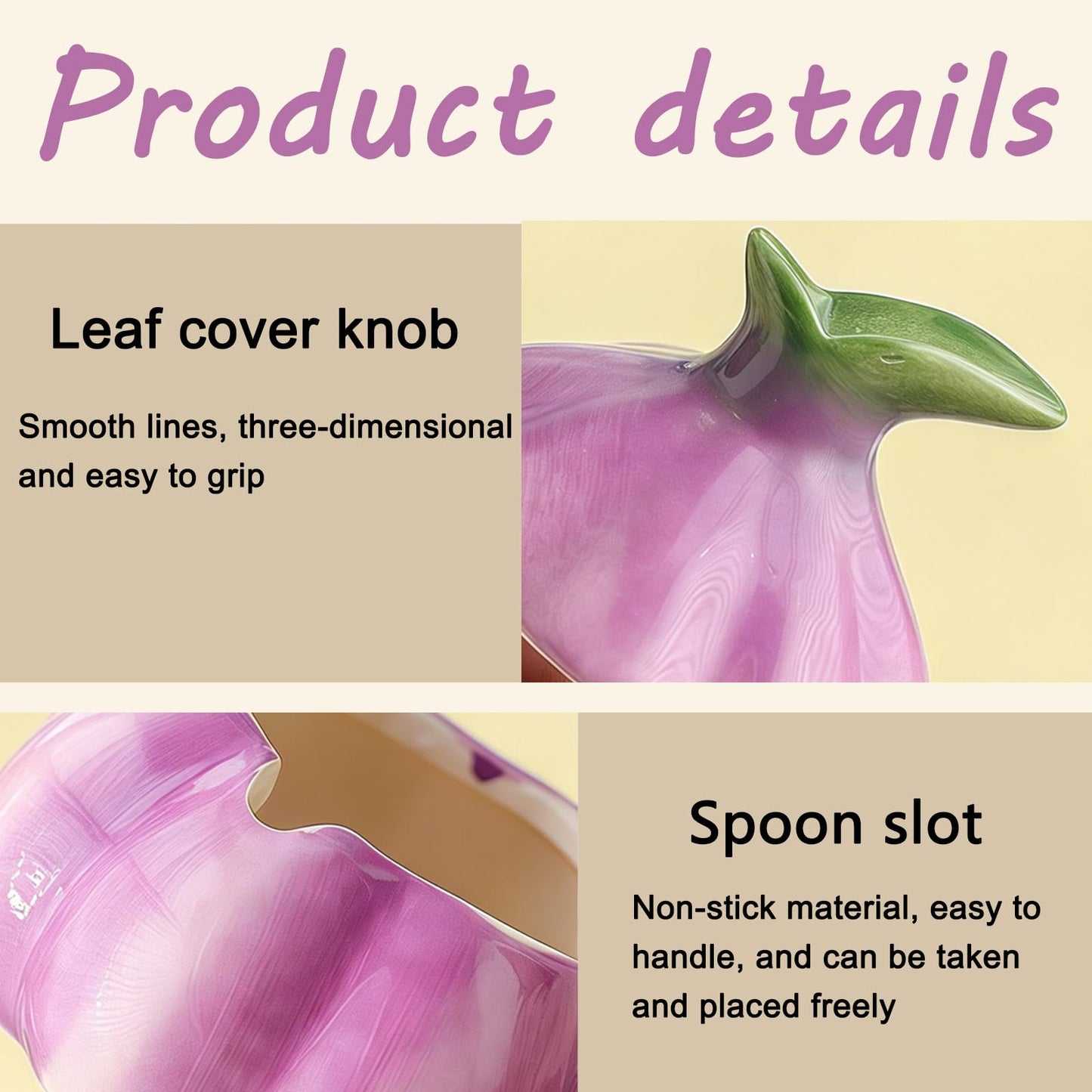SDYHTS Cute Onion Shaped Ceramic Salt Cellar with Lid and Spoon, Decorative Purple Kitchen Canister for Sugar, Salt, Pepper, and Spices, Farmhouse Kitchen Decor