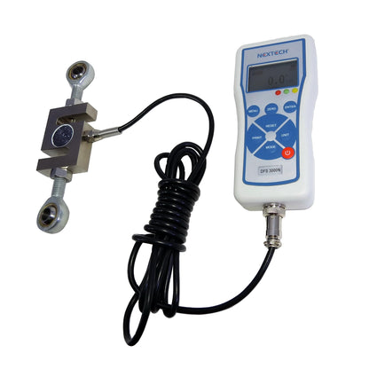 Nextech DFS-X3000 (3000N/660lbf/300kgf) Digital Force Gauge with External S-Beam Load Cell, Peak/Track Mode, Pass/Fail LED,USB Output, Back-Lit Graphic LCD,Metal Enclosure