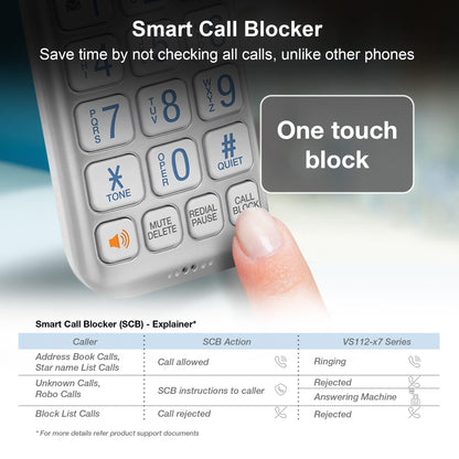 VTech VS112-4 Bluetooth 4 Handset Cordless Phone for Home with Answering Machine, Call Blocking, Caller ID, Intercom and Connect to Cell