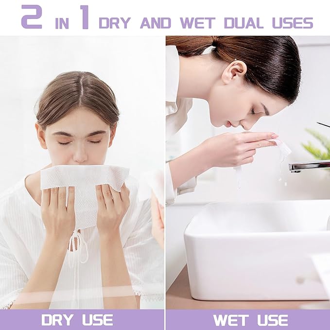 Disposable Face Towel 600 Count, Soft Cotton Face Towels, Dry Wipes Facial