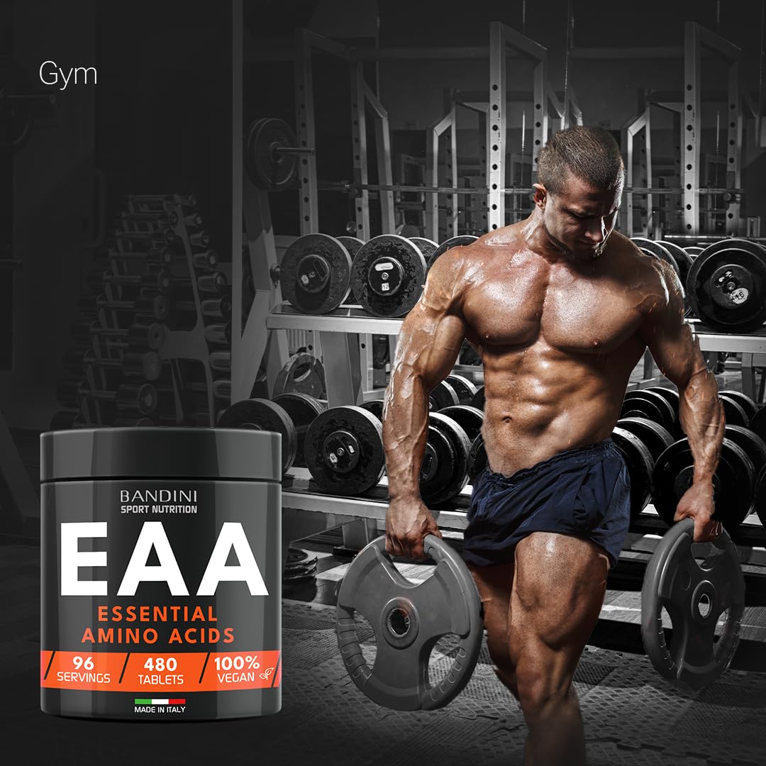 Bandini® EAA Essential Amino Acids | 480 Tablets 96-Day Supply | with All 9 EAAs Intra, Pre and Post Workout | Amino Acid Supplements for Sport | NO Additives, EAA Amino acids, Vegan Friendly