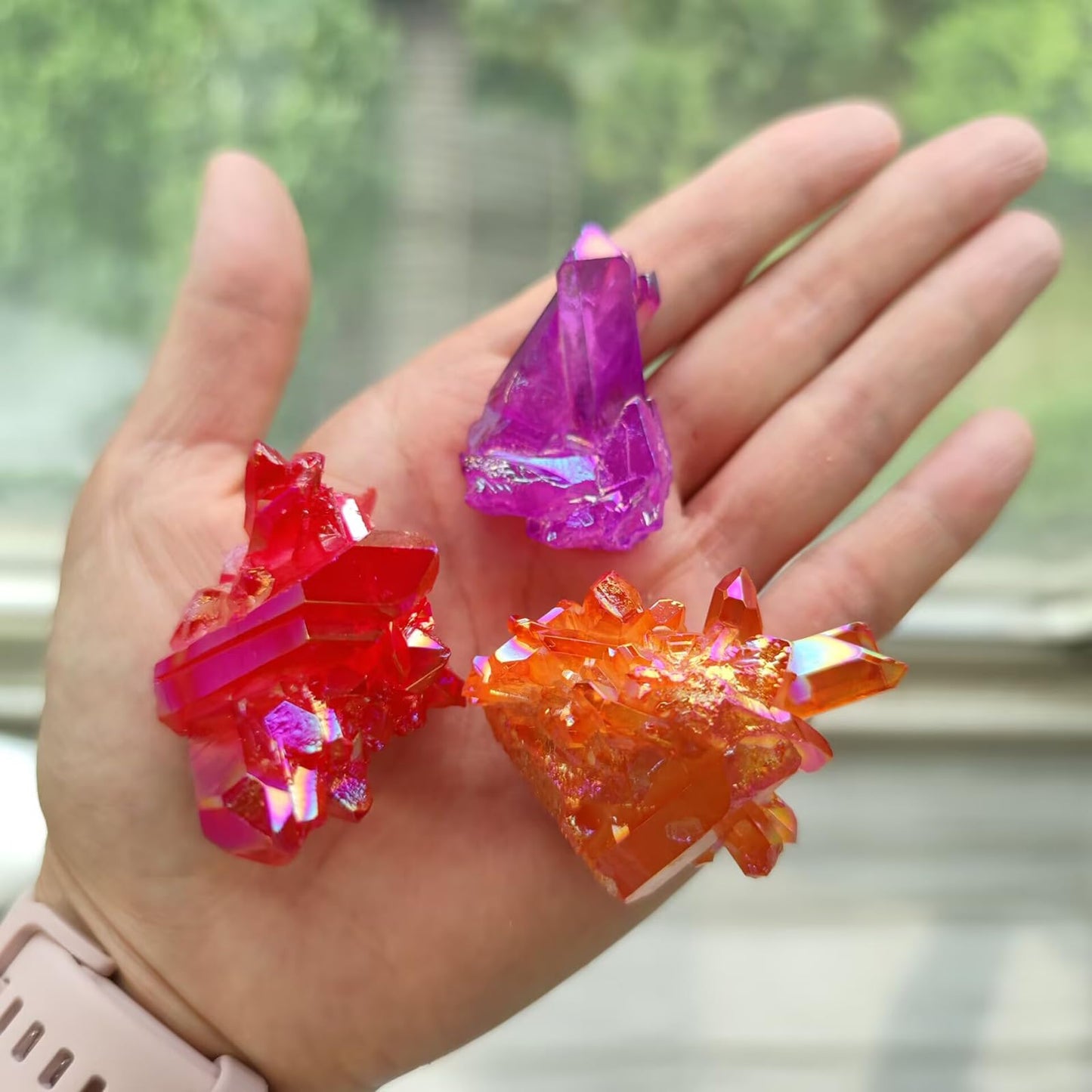 3PCS Crystal Cluster Rainbow Crystal Clusters Random Angel Aura Quartz Gem Stones Healing Crystals and Stones Gemstones Protection Crystals Wicca Gemstone Collection Natural Decorative Cristal 3.3-4OZ