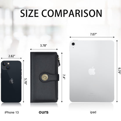 Travelambo Women's Wallet RFID Blocking Trifold Clutch Large Capacity Credit Card Holder Travel Purse