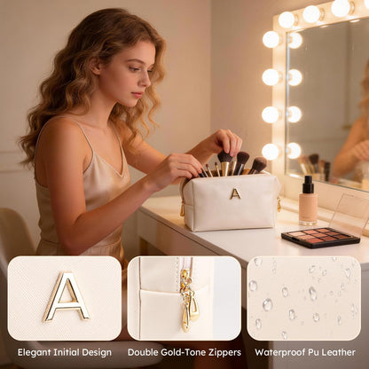 A-Z Personalized Gifts for Women - Initial Cute Hair Clips + Glass Cups w/Lids Straws, Makeup Bag Monogrammed Gift for Women，Unique Ideas Birthday Gift for Her, Christmas & Bridesmaid Gifts, A